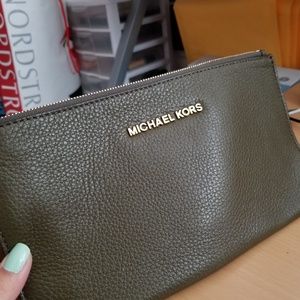 MK Olive Green Wristlets Wallet